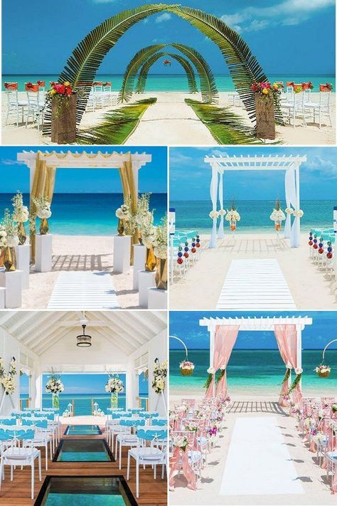 The Sandals Resorts tropical destination wedding venues include beachfront wedding, ocean & garden gazebo, European garden, resort chapel, and over-the-water-chapel.    #SandalsResortsTropicalDestinationWeddingVenues Destination Reception Ideas, Wedding Venues Elegant, Barbados Wedding, Wedding Ocean, Beachfront Wedding, Elegant Wedding Ideas, Ocean Garden, Pirate Wedding, Tropical Destination Wedding