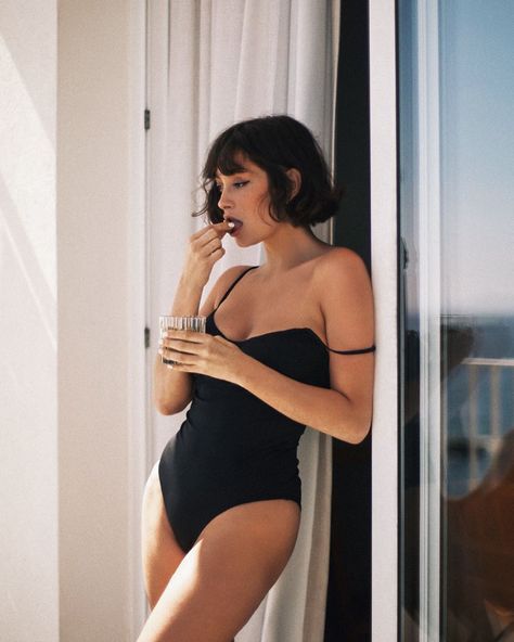 olive juice  @matchesfashion @dos_gardenias  #dosgardenias Taylor Lashae, Bandeau Tops, Girl Haircut, Swimsuit With Shorts, Kendall Jenner Outfits, Barbara Palvin, Black Swan, French Girl, Victoria Secret Swim