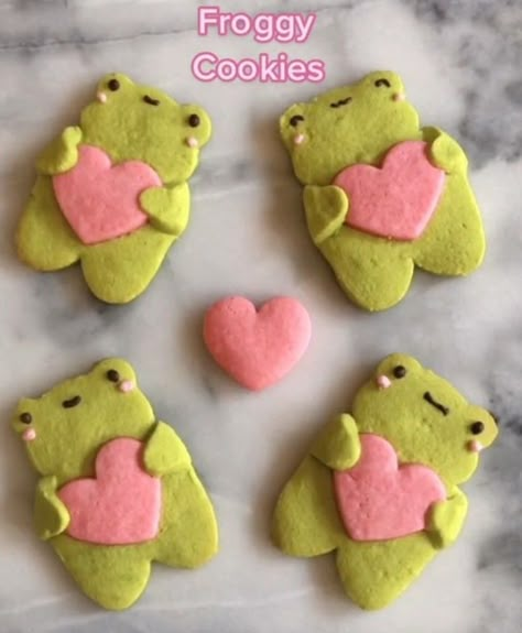 Frog Cookies, Pastel Cupcakes, Kawaii Cooking, Cute Baking, Tasty Baking, Sweet Snacks Recipes, Fun Baking Recipes, Cute Desserts, Easy Baking Recipes