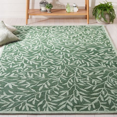 Safavieh Jardin Handmade Green Rug | Wayfair Pinterest Contest, Floral Area Rugs, Green Area Rugs, Cotton Wool, Hand Tufted Rugs, Floral Rug, Green Rug, Online Home Decor Stores, Tufted Rug