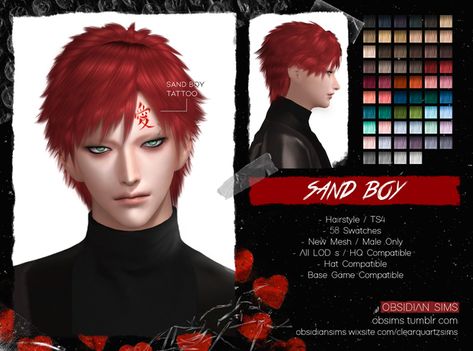 SAND BOY HAIRSTYLE ┊ New mesh | OBSIDIAN SIMS on Patreon Obsidian Sims, Sims 4 Jobs, Boy Hairstyle, Anime Hairstyles Male, Sims 4 Hair Male, Sims 4 Anime, Pelo Sims, The Sims 4 Packs, Boy Hair