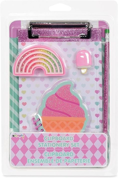 Amazon.com : iscream 6.5" x 9" Ice Cream Cone Clipboard Stationery Set with Notebook, Pencil & More! : Office Products Pencil And Eraser, Holiday Ice Cream, Ice Cream Gift, Tablet Pillow, Stationary Craft, Diy Stationary, Cute School Stationary, Mini Notepad, Bear Halloween