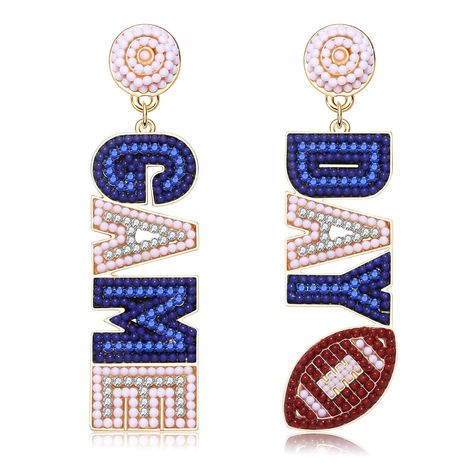 PRICES MAY VARY. ღ Game Day Earrings: Finish off your game day outfits with our beautiful Beaded Dangle Earrings. Make a statement and celebrate your team's kickoff in style with these Handmade bead earrings in your team colors, features letter GAME DAY paved with tiny beads rhinestones and pearls for an extra touch of glamour, with football charm adorned. The perfect football accessories for sororities, college football games, high school football games, or high school cheerleaders ღ Beaded Foo Rhinestone Football, Football Accessories, Football Earrings, Mom Accessories, Sports Jewelry, Football Mom, Beaded Dangle Earrings, Handmade Beads, Pharmacy Gifts