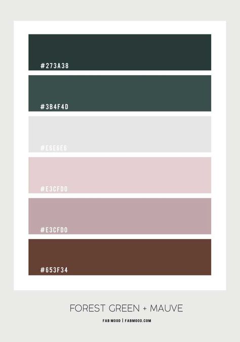 Mauve , Grey and Dark Green for Bedroom, Mauve and grey color scheme Color Palette For Bedroom, Green For Bedroom, Forest Green Paint Color, Bedroom Mauve, Bedroom Color Ideas, Best Bedroom Colors, Hex Color Palette, Grey Color Scheme, Best Bedroom