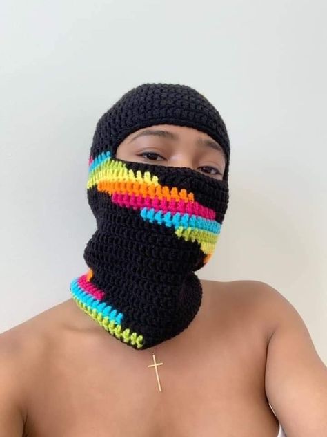 Balaclava Knit, Balaclava Ski Mask, Funky Hats, Crochet Mask, Crochet Business, Crochet Clothing And Accessories, Crochet Fashion Patterns, Crochet Cross, Ski Mask