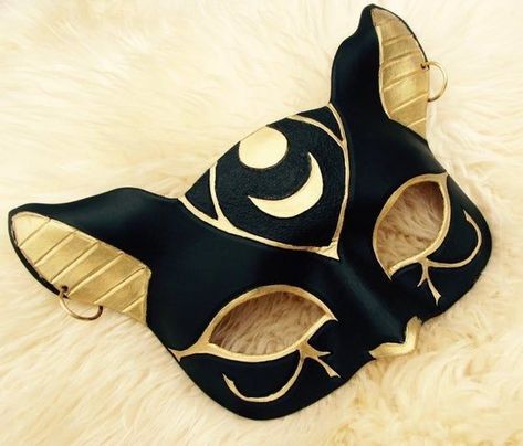 Anubis Mask, Egyptian Cat Goddess, Black Masquerade Mask, Cat Goddess, Egyptian Cats, Kitsune Mask, Egyptian Cat, Venetian Masks, Leather Mask