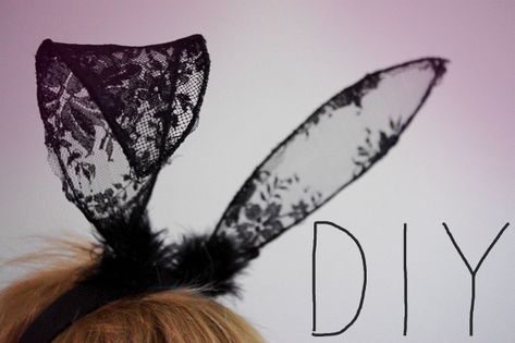 Diy Masquerade, Diy Masquerade Mask, Diy Bunny Ears, Lace Bunny Ears, Playboy Bunny Costume, Lace Mask, Feather Headband, Playboy Bunny, Masquerade Mask