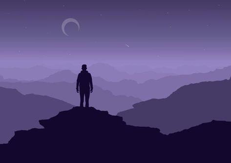 Cliff At Night, Cliff Illustration, Mountain Cliff, Silhouette Of A Man, Person Silhouette, White Background Wallpaper, Silhouette Tattoos, Background Wallpaper, Dandy