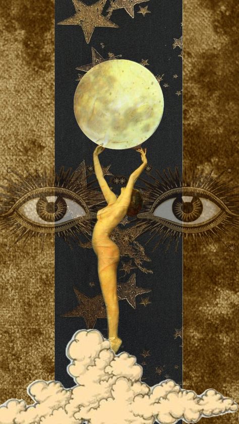 Halcyon Aesthetic, Vintage Moon Art, Vintage Celestial Art, Whimsigoth Aesthetic, Vintage Astrology, Whimsical Goth, Moon Eyes, Idea Paint, Tattoo Moon