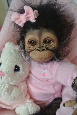 OOAK Reborn monkey orangutan baby Girl Reborn Monkey, Funny Monkey, Image Nature, Pet Monkey, Monkeys Funny, Cute Monkey, Baby Monkey