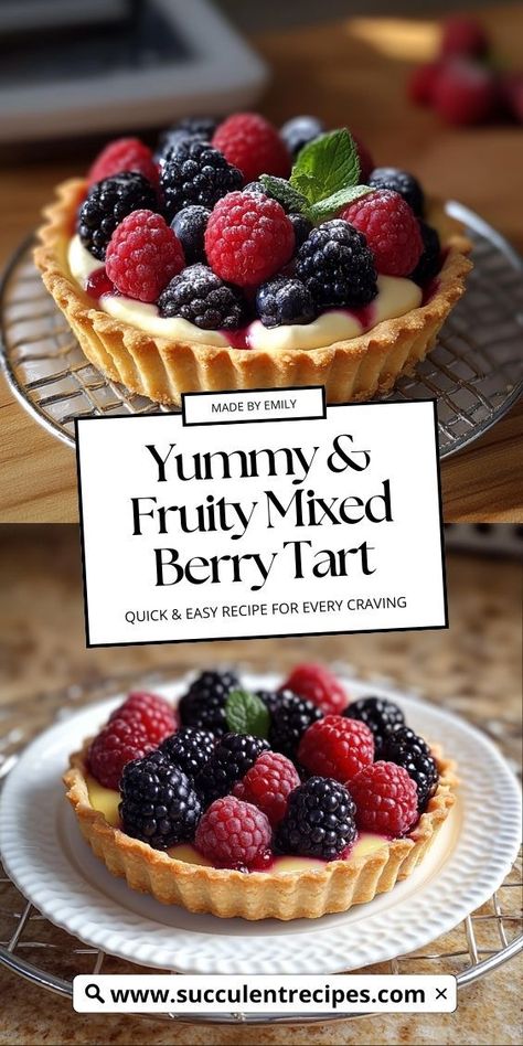 This Easy Mixed Berry Tart is a showstopper! With a buttery crust and a sweet, vibrant mix of berries, it’s the perfect dessert for any occasion, from brunch to backyard parties. Fruit Tart Recipe Easy, Vanilla Cream Filling, Fruit Tart Recipe, Lemon Custard, Backyard Parties, Tart Filling, Berry Tart, Low Sugar Diet, Mini Tart