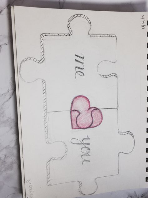 Gangsta Sketch, Love Doodles For Boyfriend, Meaningful Doodles, Crush Ideas, Doodles Heart, Steam Card, Puzzle Drawing, Valentine Drawing, Drawings For Him