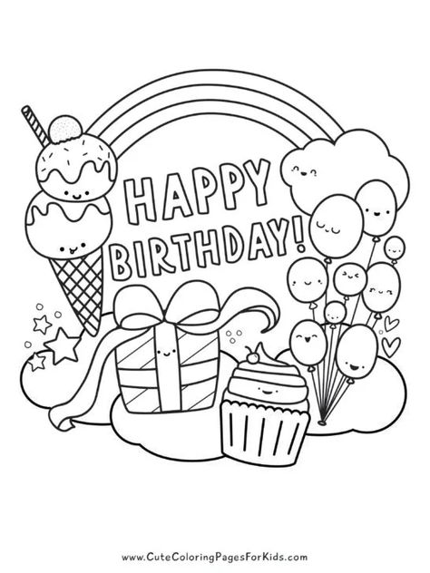 Happy Birthday Colouring In Pages, Free Printable Birthday Coloring Pages, Colouring Birthday Card Printable, Unicorn Birthday Coloring Pages, First Birthday Coloring Pages, Birthday Colouring Printables, Coloring Pages Happy Birthday, Happy Birthday Coloring Pages For Adults, Happy Birthday Coloring Pages Printables Free