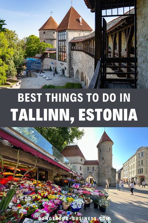 Flower Market and Old Towers. With Text Reading: 16 Fun Things to Do in Tallinn, Estonia. European Bucket List, Traveling To Europe, Estonia Travel, European City, European Destination, Romantic Weekend Getaways, Tallinn Estonia, Historical Monuments, Tallinn