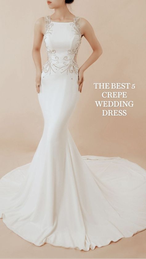 Summer Time Wedding Dresses, Lace Hourglass Wedding Dress, Bridal Gowns Indian Receptions, Fabric Beading, Trumpet Wedding Gown, Ocean Collection, Crepe Wedding Dress, Minimalist Wedding Dresses, Wedding Dresses 2020