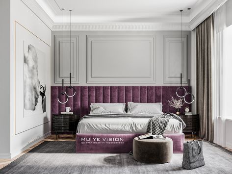 Panelling Behind Bed, 3d Bedroom, Luxurious Family, Bead Wall, Scene Bedroom, 3d Scene, Wall Panelling, Family Apartment, Architecture Studio