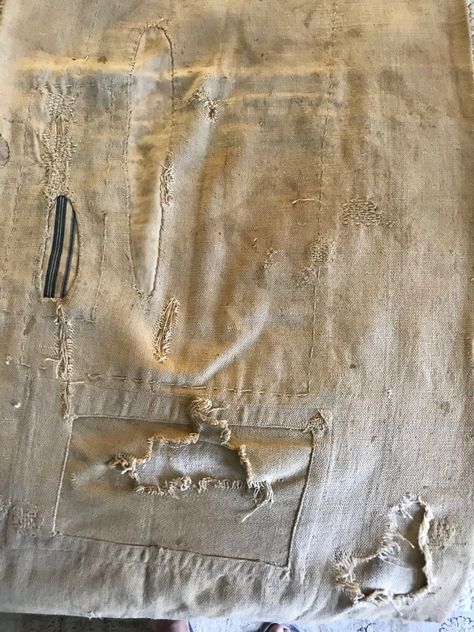 Textile Collage, French Mattress, Farmhouse White, Grain Sack, Feed Sacks, Slow Stitching, Black And White Portraits, Fabric Art, Textile Art