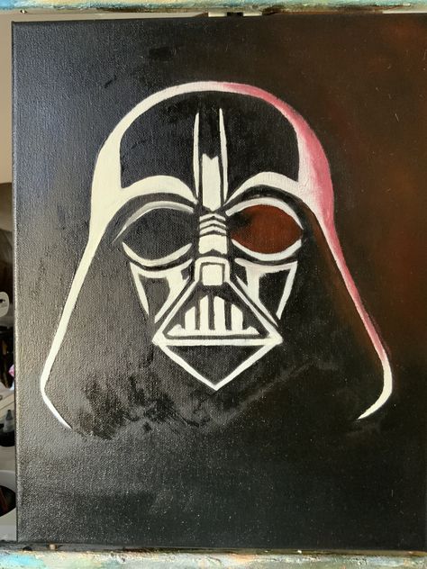 Easy Star Wars Painting Ideas, Starwars Painting Ideas On Canvas, Dark Vader Painting Easy, Darth Vader Painting, Star Wars Painting Darth Vader, Star Wars Art Painting, Star Wars Art, Painting Tutorial, Darth Vader