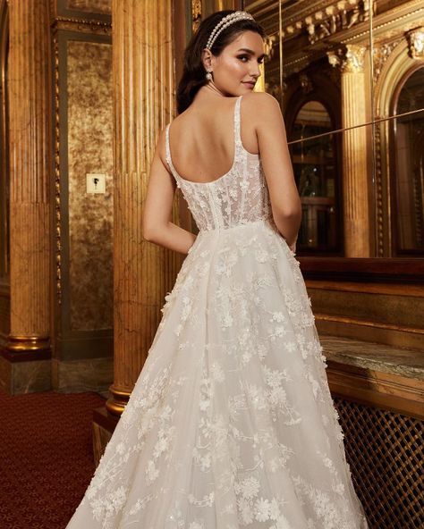 Joy 122116 By Calla Blanche Wedding Dress With Applique, Dress With Applique, Calla Blanche, Train Wedding Dress, Wedding Dresses With Straps, Wedding Dress Train, Lace Bridal Gown, A Line Wedding Dress, Backless Wedding Dress