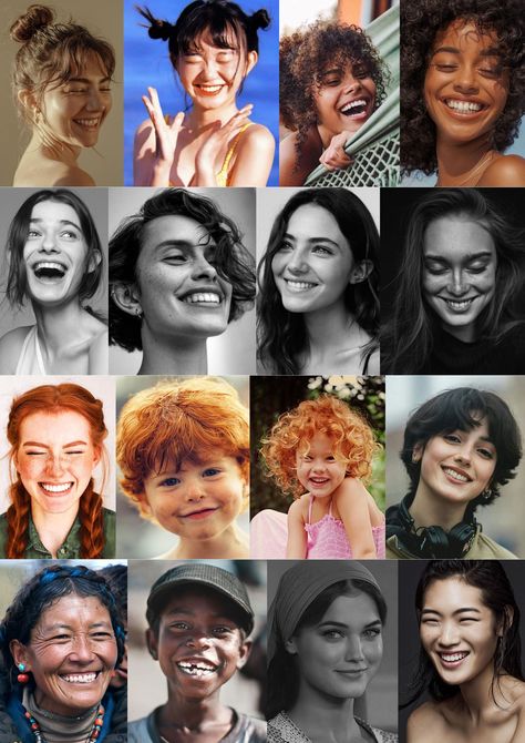 Smile Angles Reference, Smiling People Aesthetic, Laughing Face Reference, How To Draw A Smiling Face, Happy Face Reference Drawing, Round Face Smile, Woman Smiling Reference, Types Of Smiles Faces, Smile Portrait Photography Happiness