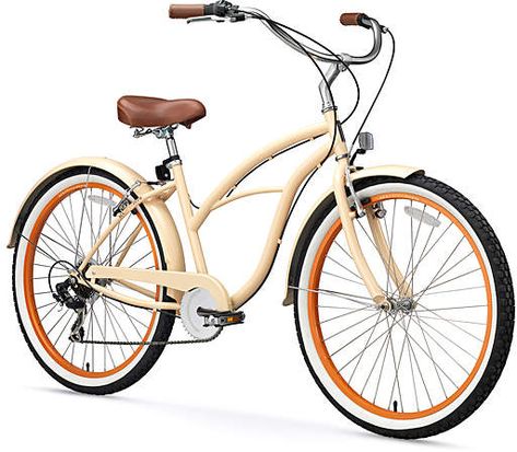 Cream Seven-Speed Beach Cruiser Bicycle Bici Retro, Beach Cruiser Bicycle, Beach Cruisers, Beach Cruiser Bike, Beach Cruiser Bikes, Comfort Bike, Cruiser Bicycle, Mountain Bike Shoes, Bicycle Maintenance