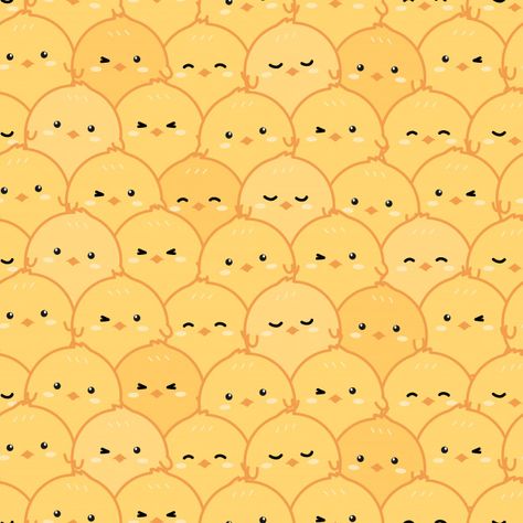 Cute little yellow chickens cartoon doodle seamless pattern Vector | Premium Download Pollitos Aesthetic, Yellow Cartoon Aesthetic, Cute Chicken Wallpaper, Chickens Cartoon, Cute Chicken Drawing Kawaii, Cute Chicken Aesthetic, Chicken Drawing Cute, Yellow Doodles, Chicken Animation