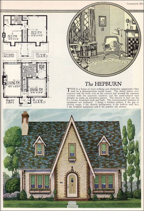 1920s House Plans, English Cottage House Plans, Country Cottage House Plans, Tudor House Plans, Old English Cottage, Vintage Floor Plans, Vintage Houses, Cottage Floor Plans, 1920s House