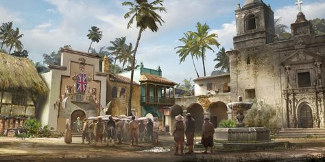 ArtStation - Pirates of the Caribbean: Dead Man Tells No Tales (2017), Steve Jung Dead Men Tell No Tales, Portfolio Art, Pirates Cove, Concept Art Tutorial, Building Concept, Black Sails, Twelfth Night, World Of Darkness, Colonial Architecture