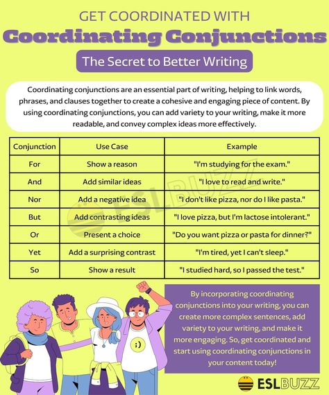 Coordinating Conjunctions, I Love Pizza, Good Sentences, Improve Your English, English Writing Skills, Love Pizza, English Writing, Cool Writing, Use Case