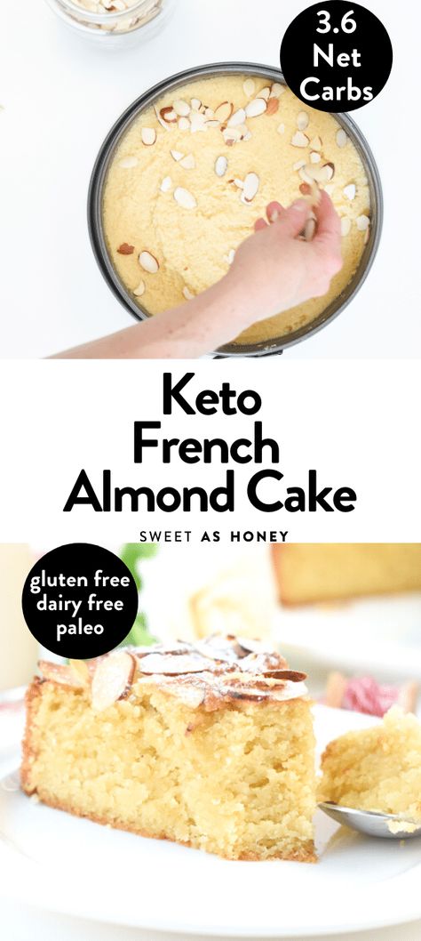 Toasted Almond Cake Recipe, French Almond Cake Recipe, Toasted Almond Cake, French Almond Cake, Almond Flour Cake, Dolce Poche Calorie, French Almond, Almond Flour Cakes, Comidas Keto