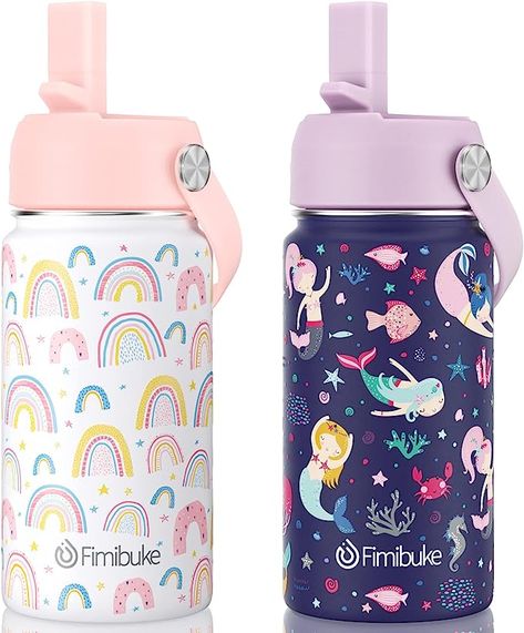 Toddler Bottles, Toddler Water Bottle, Bottle For School, Rainbow Mermaid, Metal Water Bottle, Kid Drinks, Kids Cups, Kids Water Bottle, Cute Cups