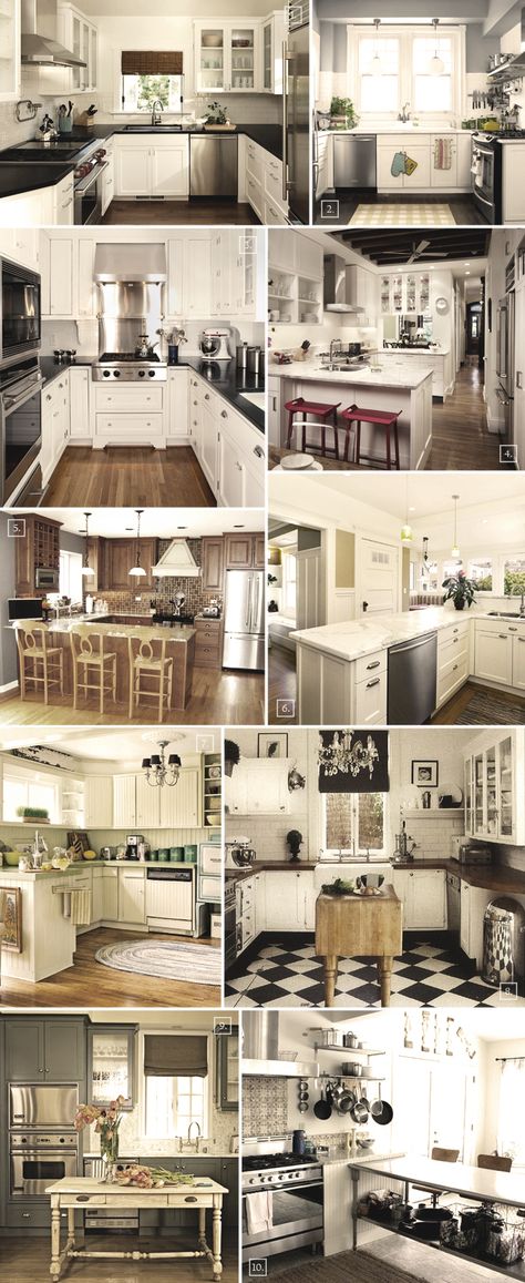 U shaped kitchen designs, the compact ones, are the most efficient layouts you can have. Just spin around and you can reach different cabinets, the sink, cooker, etc.  A few layout ideas include: Having the U wrap around three walls just like in photos: (1) (2) (3) If you have a larger kitchen space then […] Kitchen Layout U Shaped, Types Of Kitchen, U Shaped Kitchen, Grey Kitchens, Farmhouse Style Kitchen, Kitchen Redo, Kitchen On A Budget, Trendy Kitchen, Large Kitchen