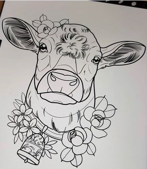 Cow With Flowers Drawing, Animated Cow, Cow Sketch, Chest Tattoo Ideas, 3d Art Sculpture, Cow Tattoo, Animal Sketch, Chest Hair, Horse Sketch