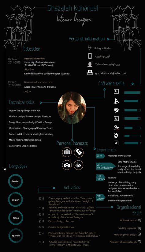 Cv Of Interior Designer, Interior Design Cv Ideas, Cv For Interior Designer, Architecture Cv Design Creative Cv, Resume For Interior Designer, Cv Interior Design, Architectural Cv, Interior Designer Resume, Brochures Ideas