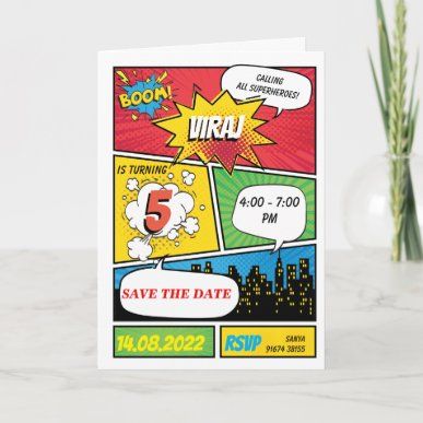 Comic Superhero Birthday Invitation | Zazzle.com Comic Superhero, Superhero Birthday Invitations, Superhero Invitations, All Superheroes, Superhero Birthday, Superhero Comic, Gotham City, Invitation Card, 3rd Birthday