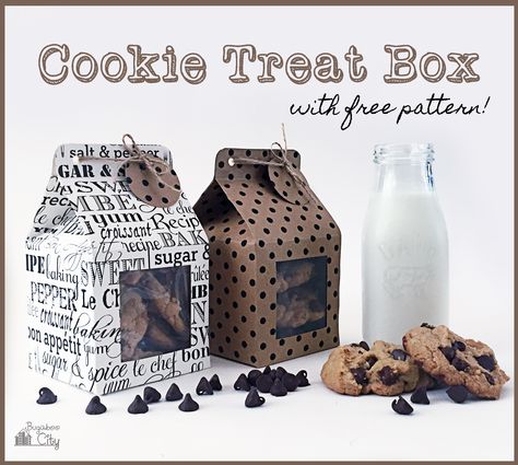 DIY Cookie Treat Box with Tutorial Free Pattern Cookies Packaging Design, Cookie Gift Boxes, Cookies Packaging, Biscuits Packaging, Baking Packaging, Bakery Packaging, Diy Halloween Projects, Diy Cookie, Cookie Packaging