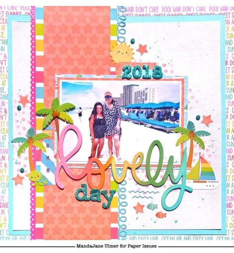 Hawaii Scrapbook, Beach Scrapbook, Beach Scrapbook Layouts, Cruise Scrapbook, Scrapbook Design Layout, Scrapbook Design, 12x12 Scrapbook Layouts, Photo Layout, Summer Scrapbook