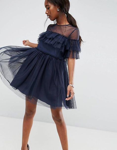 Tulle Ruffle Dress, Maxi Dress Prom, Short Prom Dress, Dresses Dresses, Ruffle Mini Dress, Online Shopping Clothes, Dream Dress, Latest Fashion Clothes, Ruffle Dress