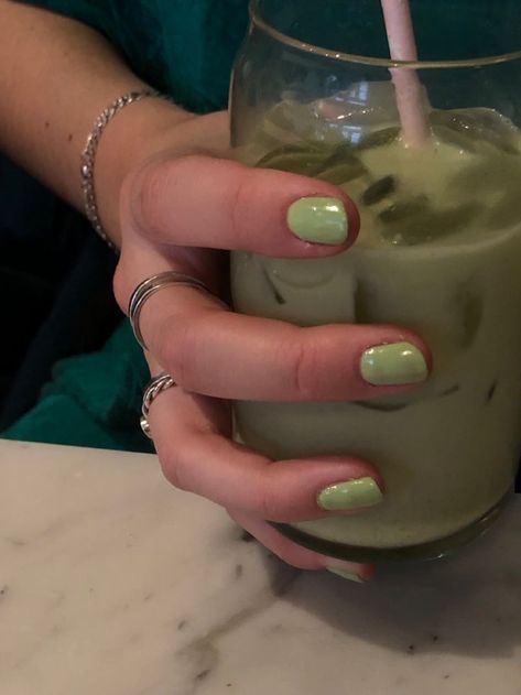 Matcha Nails, Grunge Nails, Almond Acrylic Nails, Nail Envy, Shellac Nails, Nails 2024, Chic Nails, Green Nails, Nail Manicure