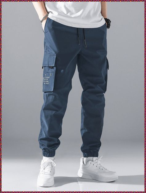 [AffiliateLink] Navy Blue Street Collar Fabric Slogan Cargo Pants Embellished Non-Stretch Spring/Summer/Fall Men Bottoms #bluecargopantsoutfit Blue Cargo Pants Outfit, Pants Embellished, Blue Cargo Pants, Men's Bottoms, Cargo Pants Outfit, Special Clothes, Stretch Chinos, Women Cargos, Tapered Jeans