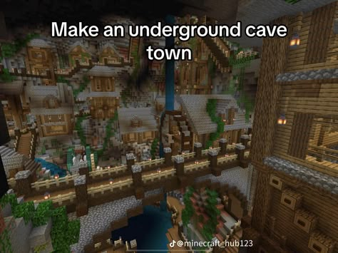 Minecraft Underground Animal Farm, Cave Entrance Minecraft, Underground Minecraft Base, Minecraft Cave Base Ideas, Minecraft Cave Entrance, Minecraft Mountain Base, Cave Village, Minecraft Underground Base, Minecraft Details