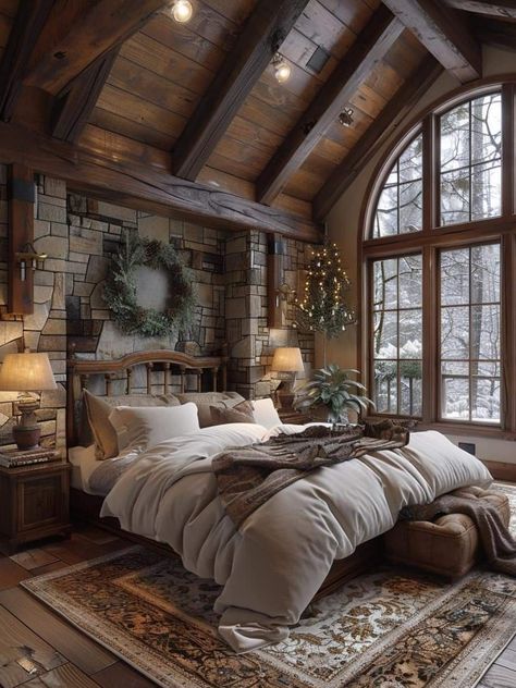 Mountain Aesthetic Bedroom, Ranch House Aesthetic, Mountain House Bedroom, Italy Home, House Aesthetic, House Inside, Mountain House, Large Bedroom, Aesthetic Bedroom