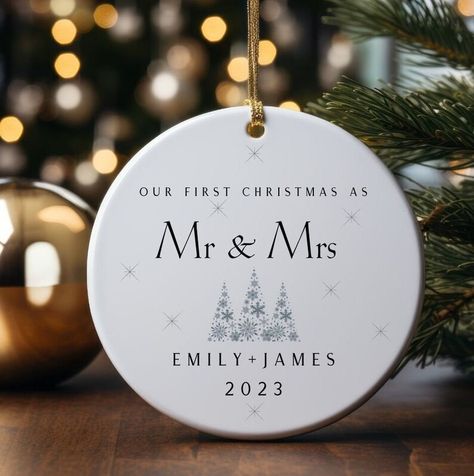 First Christmas Married Ornament Mr and Mrs Tree Christmas Ornament Our First Christmas Married as Mr and Mrs Ornament Personalized - Etsy Diy Wedding Ornaments First Christmas, Diy Wedding Ornaments, Mr And Mrs Ornament, Wedding Ornaments, First Christmas Married Ornament, Mr Und Mrs, Married Ornament, First Christmas Married, Ornament Design