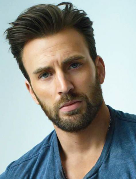 Chris Evans Haircut, Chris Evans Smile, Chris Evans Beard, Chris Evans Shirtless, Chris Evans Funny, Man With A Beard, Mens Hairstyles With Beard, Men Haircut Styles, Chris Evans Captain America