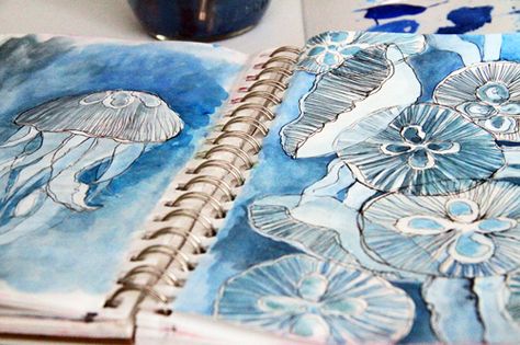 Ice Aesthetic, Learning Journal, Alevel Art, Ocean Projects, Plant Sketches, Alisa Burke, Jellyfish Light, Sketchbook Layout, Textiles Sketchbook