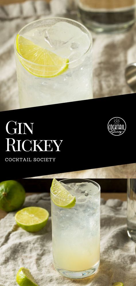 Gin Ricky, Gin Rickey Recipe, Rickey Cocktail, Gin Rickey, Classic Gin Cocktails, Wine Cocktail Recipes, Easy To Make Cocktails, Craft Cocktail Recipe, Gin Recipes