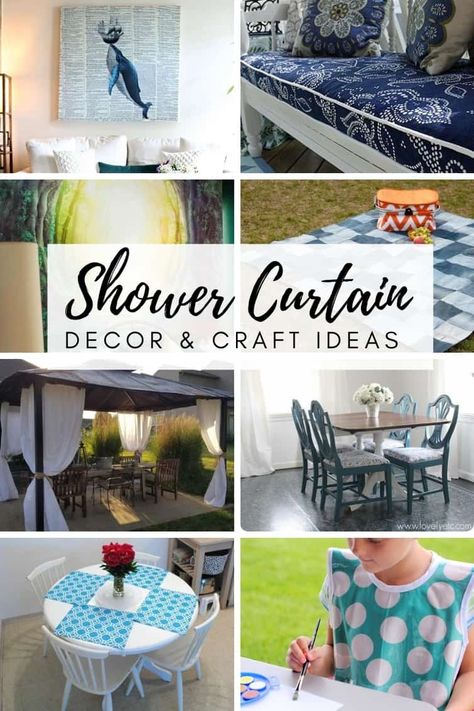 Repurposed Shower Curtain, Shower Curtain Repurpose Ideas, Reuse Shower Curtain, Shower Curtain Hacks, Unique Shower Curtain Ideas, Curtain Hacks, Shower Curtain Ideas Creative, Shower Curtain Ideas, Pretty Shower Curtains