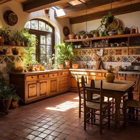 The Mozinity on X: "https://t.co/L7NZodRhKK" / X Aesthetic Kitchen Interior, Old Spanish Homes Interior, New Mexican Home, Tan House Interior Design, Spanish Architecture Hacienda Style Kitchen, Medaterain House Interior, Hacienda Style Homes Bedroom, Mediterranean Interior Apartment, Meditteranean House Interior Design