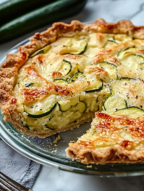 via @thenandnowspace Zucchini Pie Recipes, Veggie Pies, Zucchini Pie, Onion Pie, Pillsbury Recipes, Zucchini Casserole, Streusel Muffins, Cheesy Zucchini, Summer Veggies