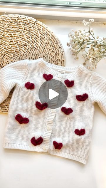 Heart Embroidery On Sweater, Heart Embroidery, Mini Hearts Sweater, Valentines Embroidered Sweater, Valentine's Day Heart Sweater, Trendy Heart-shaped Valentine's Day Sweater, Embroidery Hearts, Diy Baby Gifts, Baby Embroidery